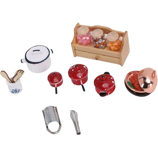 1:12 Miniatur-Küchenzubehör-Set aus Metall und Limette für realistische Puppenhäuser
