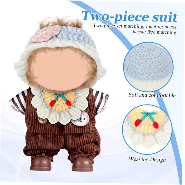 Hemobllo Puppenzubehör-Set: Rosa Baumwolllätzchen + Mütze für 17 cm
