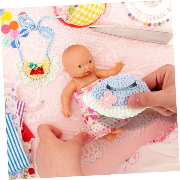 Hemobllo Puppenzubehör-Set: Rosa Baumwolllätzchen + Mütze für 17 cm