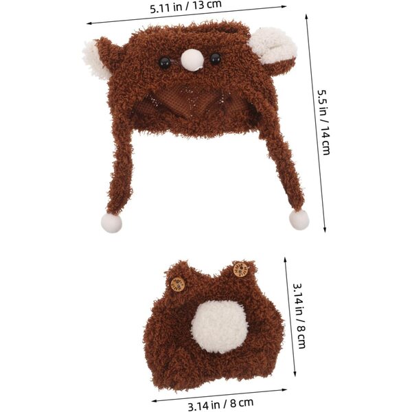 Conjunto de roupas de boneca Hemobllo com chapéu de urso marrom e macacão