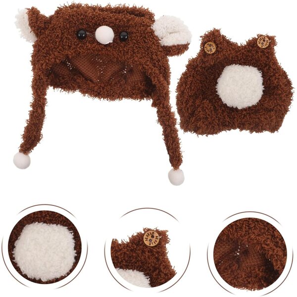Conjunto de roupas de boneca Hemobllo com chapéu de urso marrom e macacão
