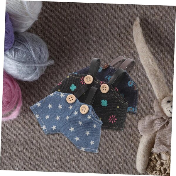 Hemobllo-Set mit 3 Jeanshosen für Puppen und Bären aus weichem Denim-Stoff