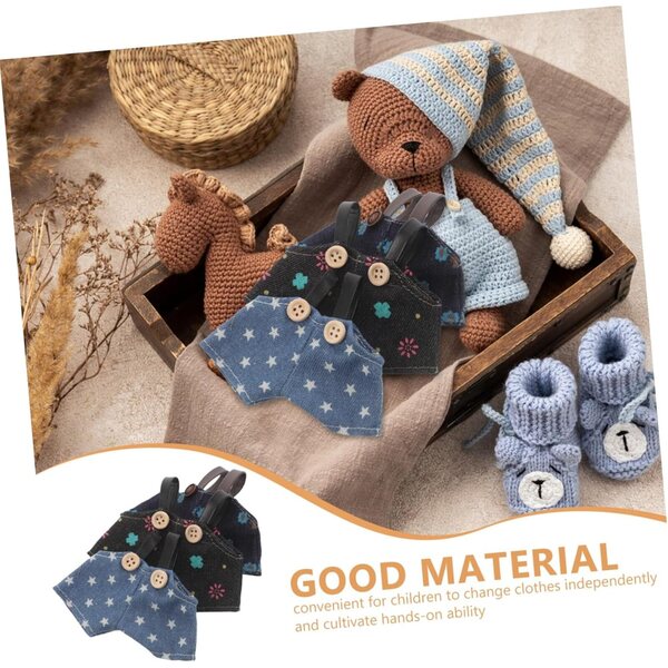 Hemobllo-Set mit 3 Jeanshosen für Puppen und Bären aus weichem Denim-Stoff