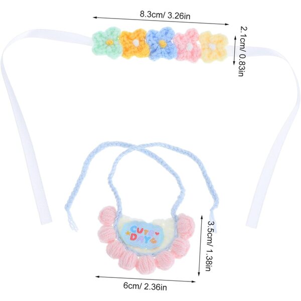 Hemobllo Ropa para Muñecas de Peluche Conjunto Reutilizable de Babero y Diadema Floral para Osos de Peluche y Figuras Coleccionables Ropa y Artesanal para Muñecas Infantiles