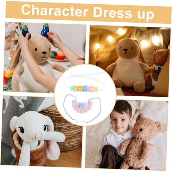 Hemobllo Ropa para Muñecas de Peluche Conjunto Reutilizable de Babero y Diadema Floral para Osos de Peluche y Figuras Coleccionables Ropa y Artesanal para Muñecas Infantiles