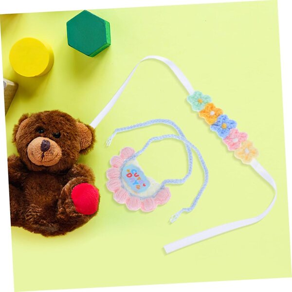 Hemobllo Ropa para Muñecas de Peluche Conjunto Reutilizable de Babero y Diadema Floral para Osos de Peluche y Figuras Coleccionables Ropa y Artesanal para Muñecas Infantiles