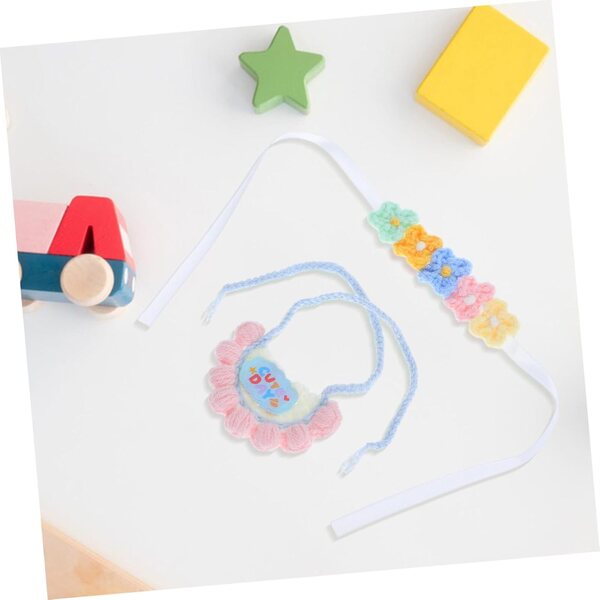 Hemobllo Ropa para Muñecas de Peluche Conjunto Reutilizable de Babero y Diadema Floral para Osos de Peluche y Figuras Coleccionables Ropa y Artesanal para Muñecas Infantiles