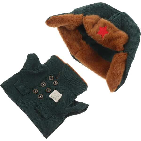 Hemobllo Militärkleid mit Hut für Plüschtiere und Puppen, Winterspiel