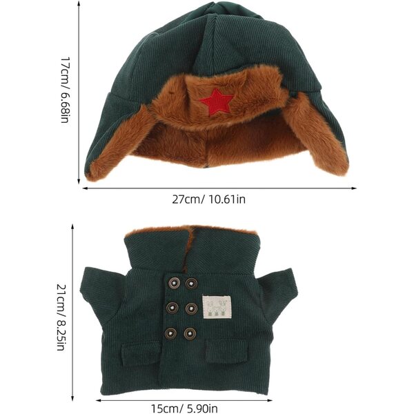 Vestido Militar Hemobllo com Chapéu para Brinquedos de Pelúcia e Bonecos Jogo de Inverno
