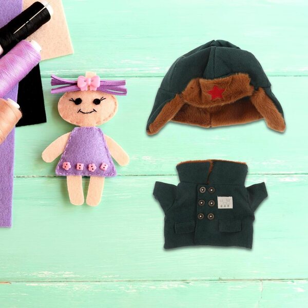 Vestido Militar Hemobllo com Chapéu para Brinquedos de Pelúcia e Bonecos Jogo de Inverno