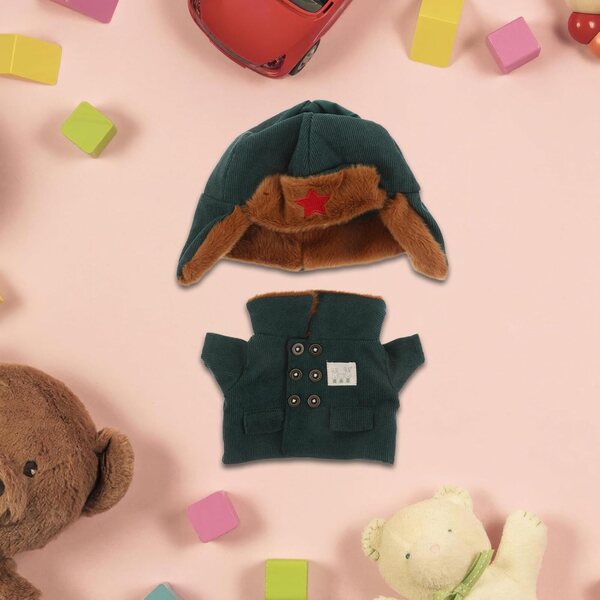 Vestido Militar Hemobllo com Chapéu para Brinquedos de Pelúcia e Bonecos Jogo de Inverno