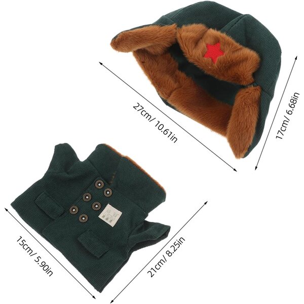 Vestido Militar Hemobllo com Chapéu para Brinquedos de Pelúcia e Bonecos Jogo de Inverno