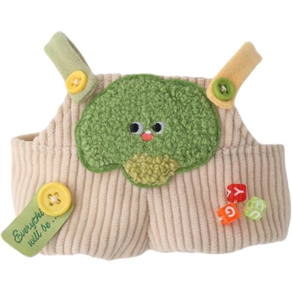 Pluche kleding voor poppen van 15 cm met een broek met plantenthema en afneembaar ontwerp