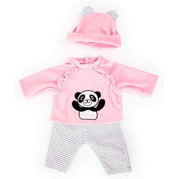Drabužių rinkinys 40-46 cm lėlėms su kelnėmis, viršutine dalimi ir Panda Bayer Design kepure