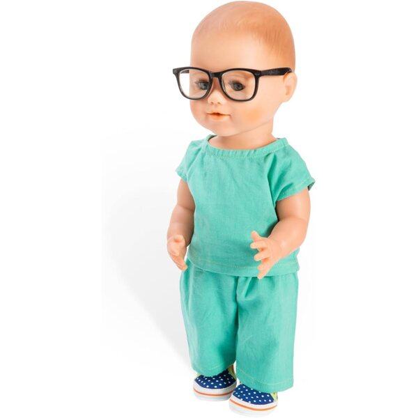 Heless 2653 - Juego de ropa para muñecas, traje de médico de 4 piezas con pantalón, camisa, bata de médico y estetoscopio, talla 35 - 45 cm