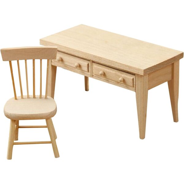 1:12 Miniatur-Holzstuhl- und Tischset für Puppenhäuser, realistische Möbel