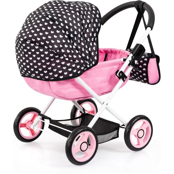 Passeggino per bambole pieghevole Bayer Design con borsa, cesta, coperta e cuscino