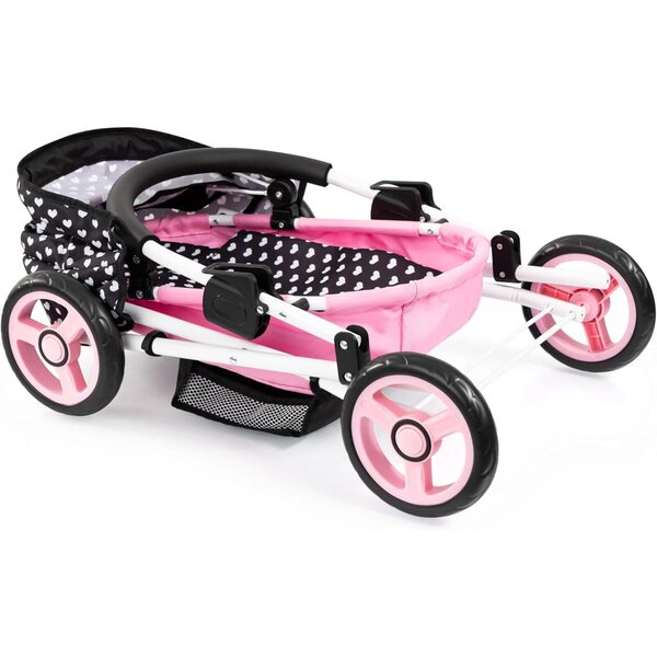 Passeggino per bambole pieghevole Bayer Design con borsa, cesta, coperta e cuscino
