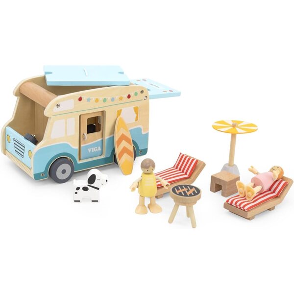 Viga Toys Camper Van jeu éducatif sûr en bois pour jeunes enfants