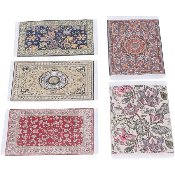 FTVOGUE 6PCS Tappeti Miniatura per Casa delle Bambole in Tessuto Intrecciato con Motivi Floreali