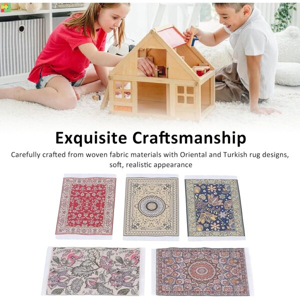 FTVOGUE 6PCS Tappeti Miniatura per Casa delle Bambole in Tessuto Intrecciato con Motivi Floreali