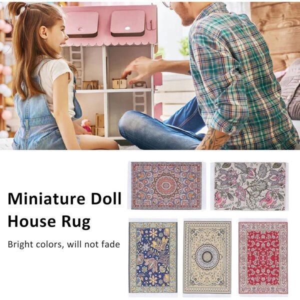 FTVOGUE 6PCS Tappeti Miniatura per Casa delle Bambole in Tessuto Intrecciato con Motivi Floreali