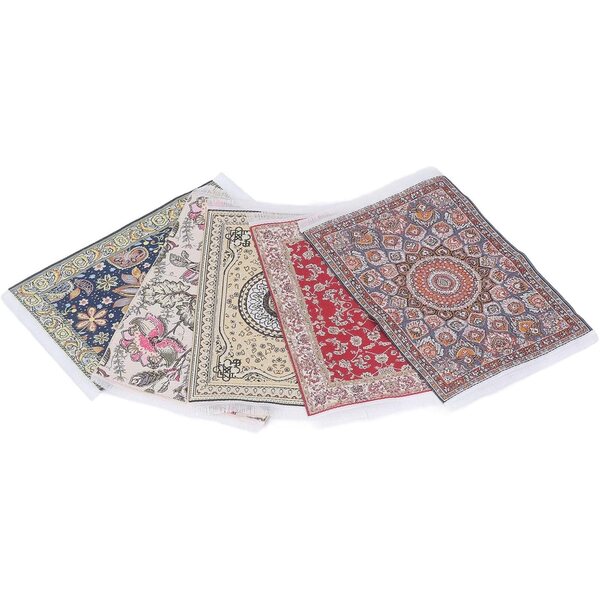 FTVOGUE 6PCS Tappeti Miniatura per Casa delle Bambole in Tessuto Intrecciato con Motivi Floreali