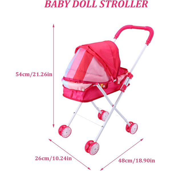 Suxdlan Folding Poppenwagen mat Stille Rieder a grousser Kapazitéit