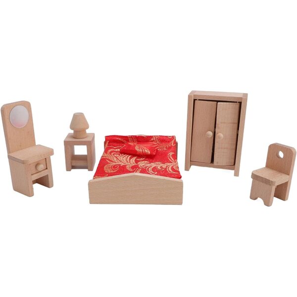 Holzmöbel-Set für Puppenhaus – Miniatur-Schlafzimmer, Kinderspiel