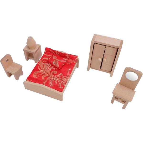 Holzmöbel-Set für Puppenhaus – Miniatur-Schlafzimmer, Kinderspiel