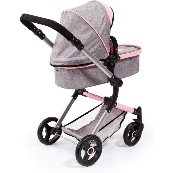 Bayer Design Neo Vario : poussette de poupée réglable, pliable et accessoirisée rose/gris