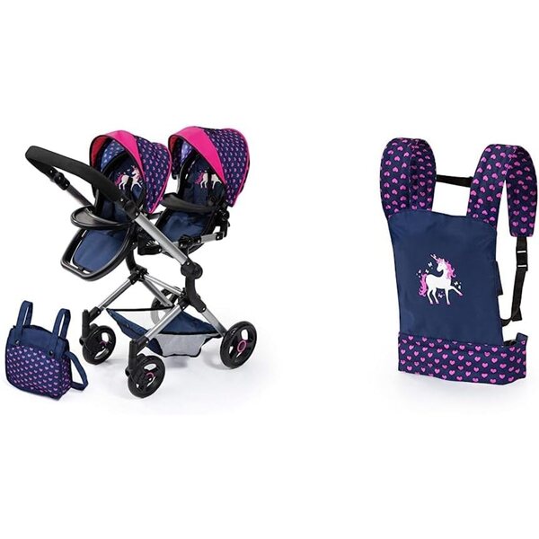 Bayer Design tweelingwagen en EasyCarry verstelbare draagzak voor fijne poppen van 46 cm
