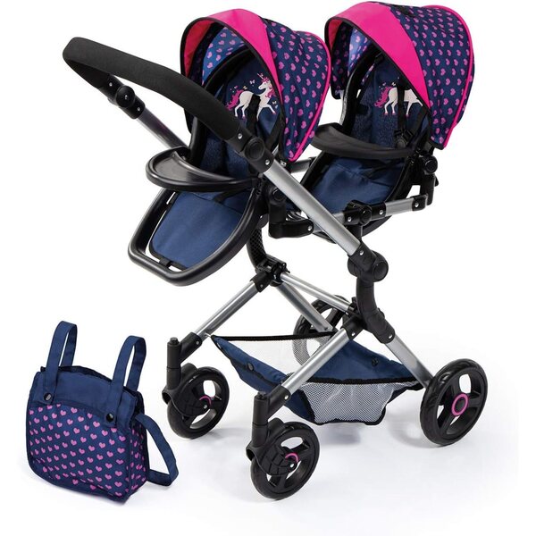 Bayer Design Zwillingsstroller an EasyCarry verstellbare Babyträger fir 46cm feine Poppen