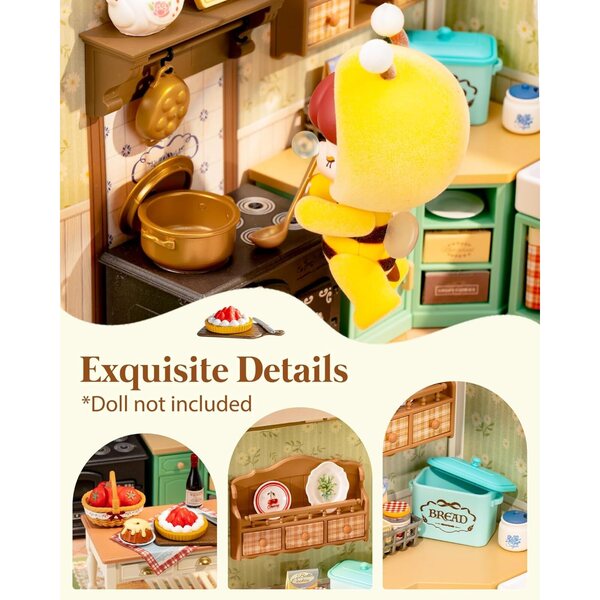 Kit Casa in Miniatura DIY Rolife - Camera Rosa e Cucina Rustica da Montare Senza Colla