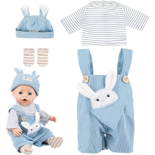 GXGM Set Vestiti Bambola 43 cm Blu con Cappello e Accessori Moda Bambini