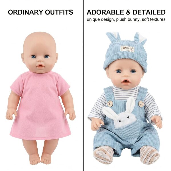 GXGM Set Vestiti Bambola 43 cm Blu con Cappello e Accessori Moda Bambini