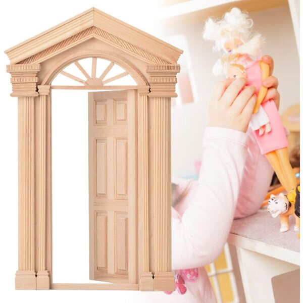 1:12 Tragbare Holztür für Puppenhaus – Miniaturdekoration