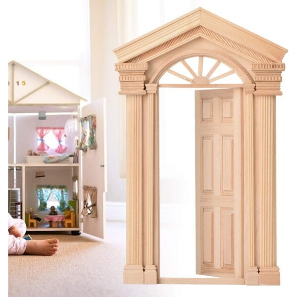 1:12 Tragbare Holztür für Puppenhaus – Miniaturdekoration