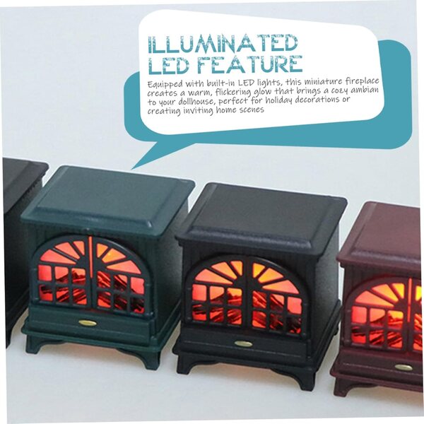 Mini-LED-Kamin im Maßstab 1:12 für Puppenhaus – realistisches Zubehör