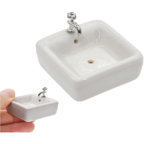 1:12 Dolls House Miniature Washbasin - Detailed and versatile Fregadero