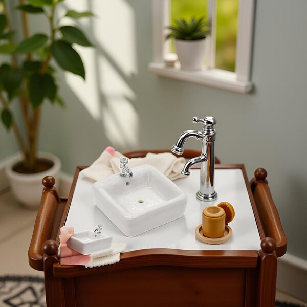 Lavabo miniature 1:12 Dolls House - Fregadero détaillé et polyvalent