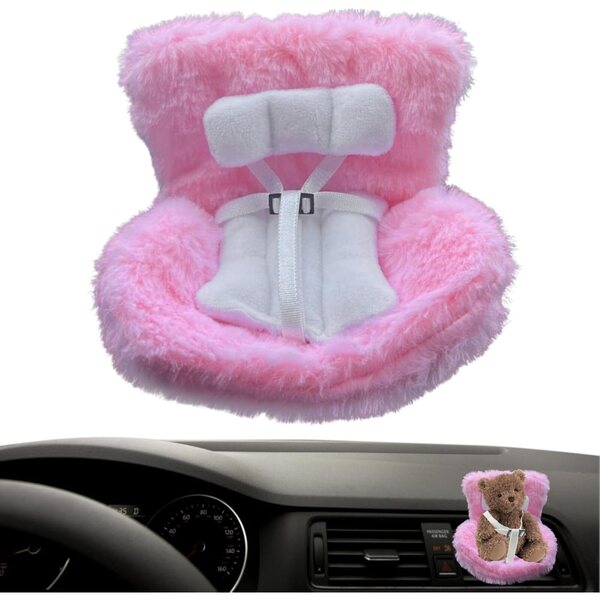Pluche poppenautostoeltje met ventilatieclip, decoratief en veelzijdig