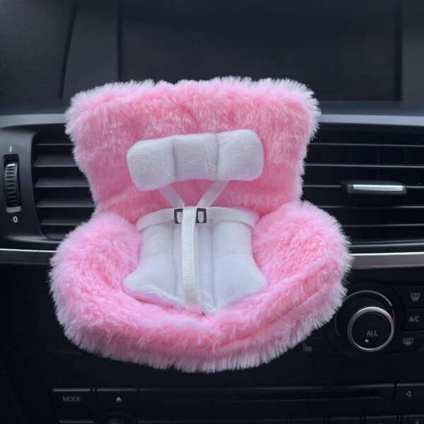 Pluche poppenautostoeltje met ventilatieclip, decoratief en veelzijdig