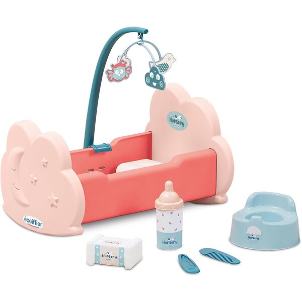 Berceau à bascule pour poupées Ecoiffier de 32 cm avec accessoires complets pour jouer