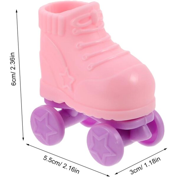 YARNOW Patines Miniatur für Puppen im Maßstab 1:8, rosafarbener Kunststoff, 3 Paar