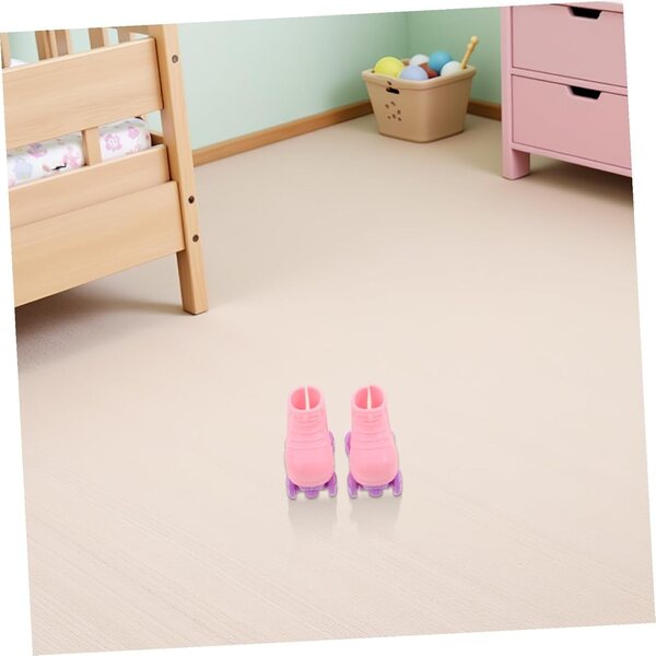 YARNOW Patines Miniatur für Puppen im Maßstab 1:8, rosafarbener Kunststoff, 3 Paar