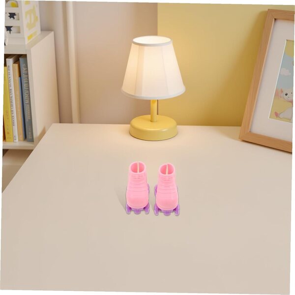 YARNOW Patines Miniatur für Puppen im Maßstab 1:8, rosafarbener Kunststoff, 3 Paar
