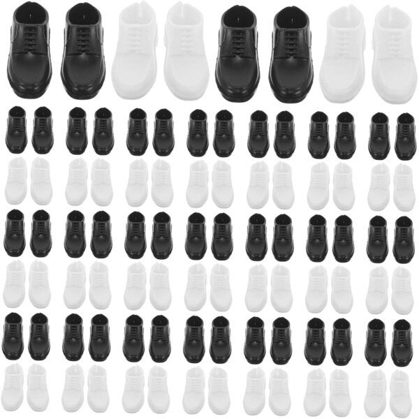 YARNOW Set mit 40 schwarzen Mini-Schuhen für Plastikpuppen, dekoratives Zubehör