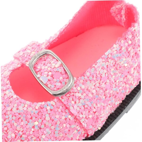 Rosa PU-Puppenschuhe mit Pailletten für 18-Zoll-Puppen – Hemobllo Modeaccessoires