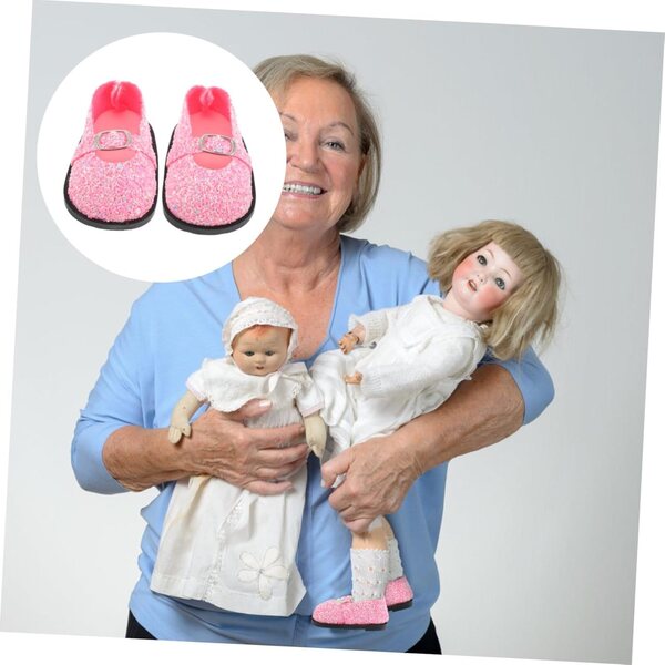 Rosa PU-Puppenschuhe mit Pailletten für 18-Zoll-Puppen – Hemobllo Modeaccessoires